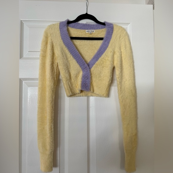 For Love And Lemons Sweaters - NWOT For Love And Lemons Yellow and Purple Cardigan